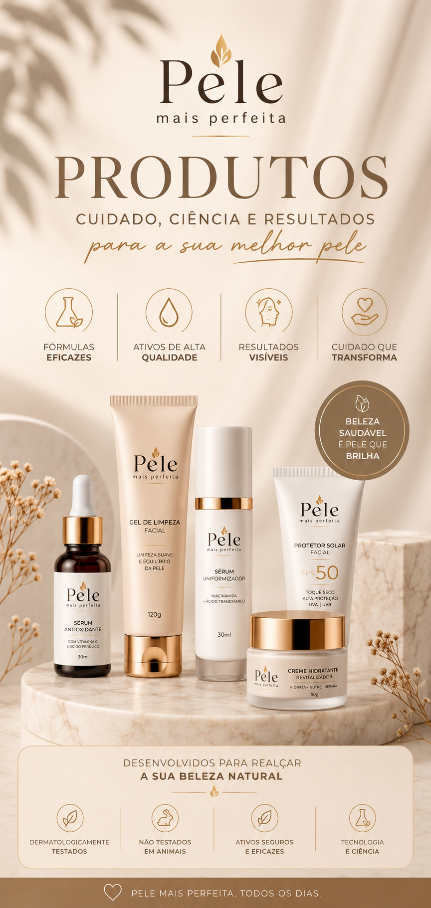 Produtos de beleza e ebooks